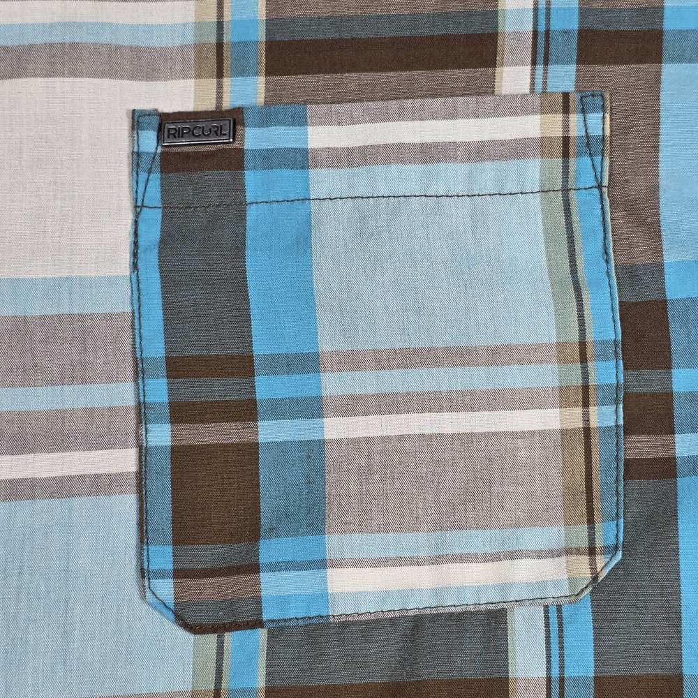 Rip Curl Men's Slim Fit Plaid Shirt Size Large Multi Color Plaid Short Sleeve - Picture 2 of 11
